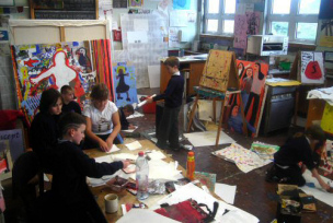 Students in art room