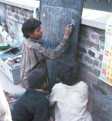 Boys writing