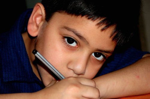 Boy writing